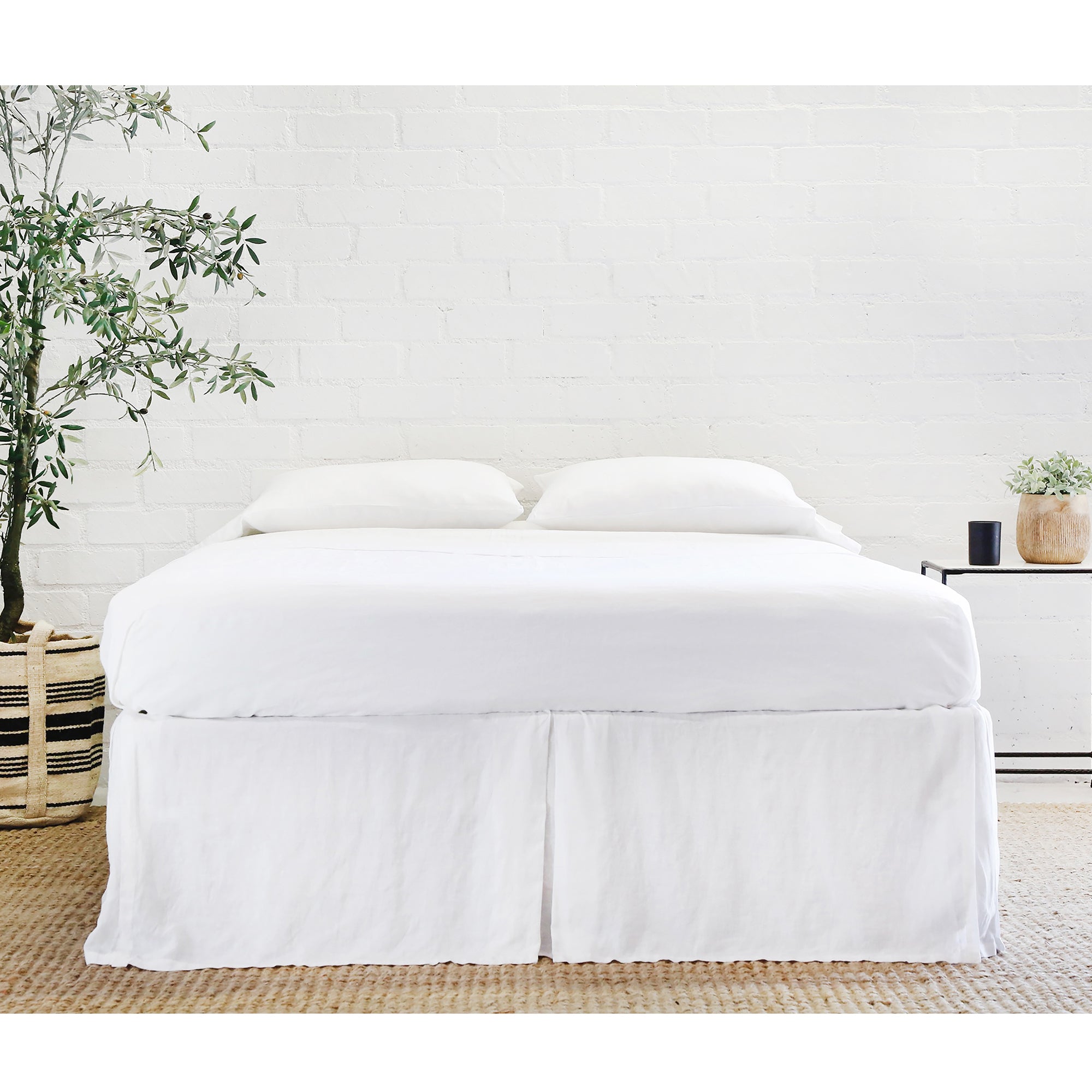 White linen bed skirt king online