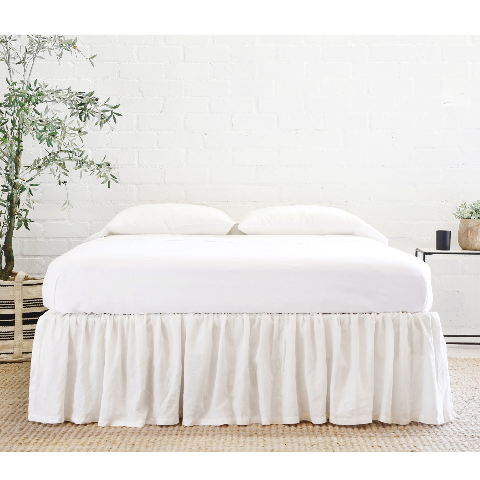 White linen bed skirt twin discount