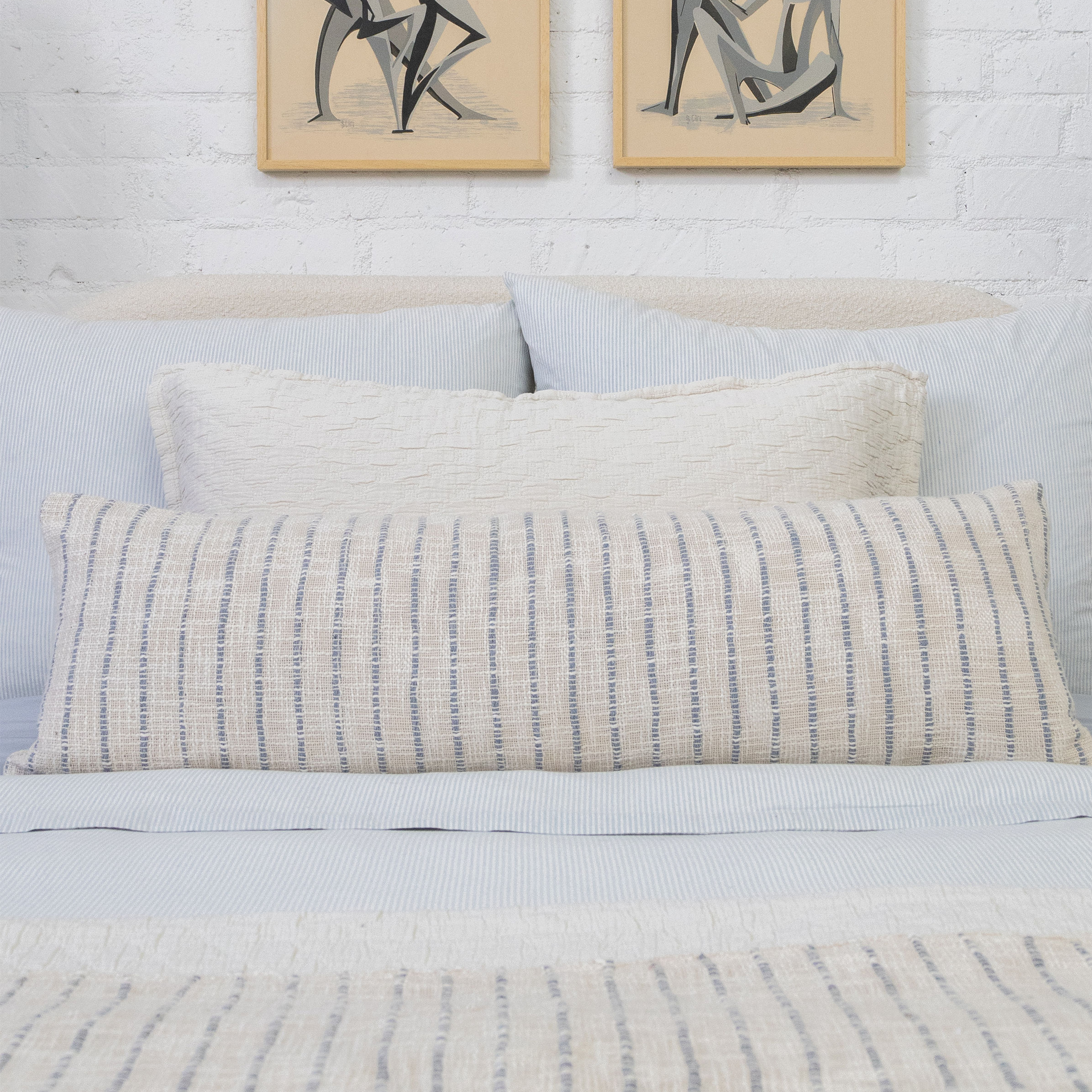 Jojo Oversized Throw-60&quot; x 90&quot; Throw-Ivory/Blue Grey-Pom Pom at Home