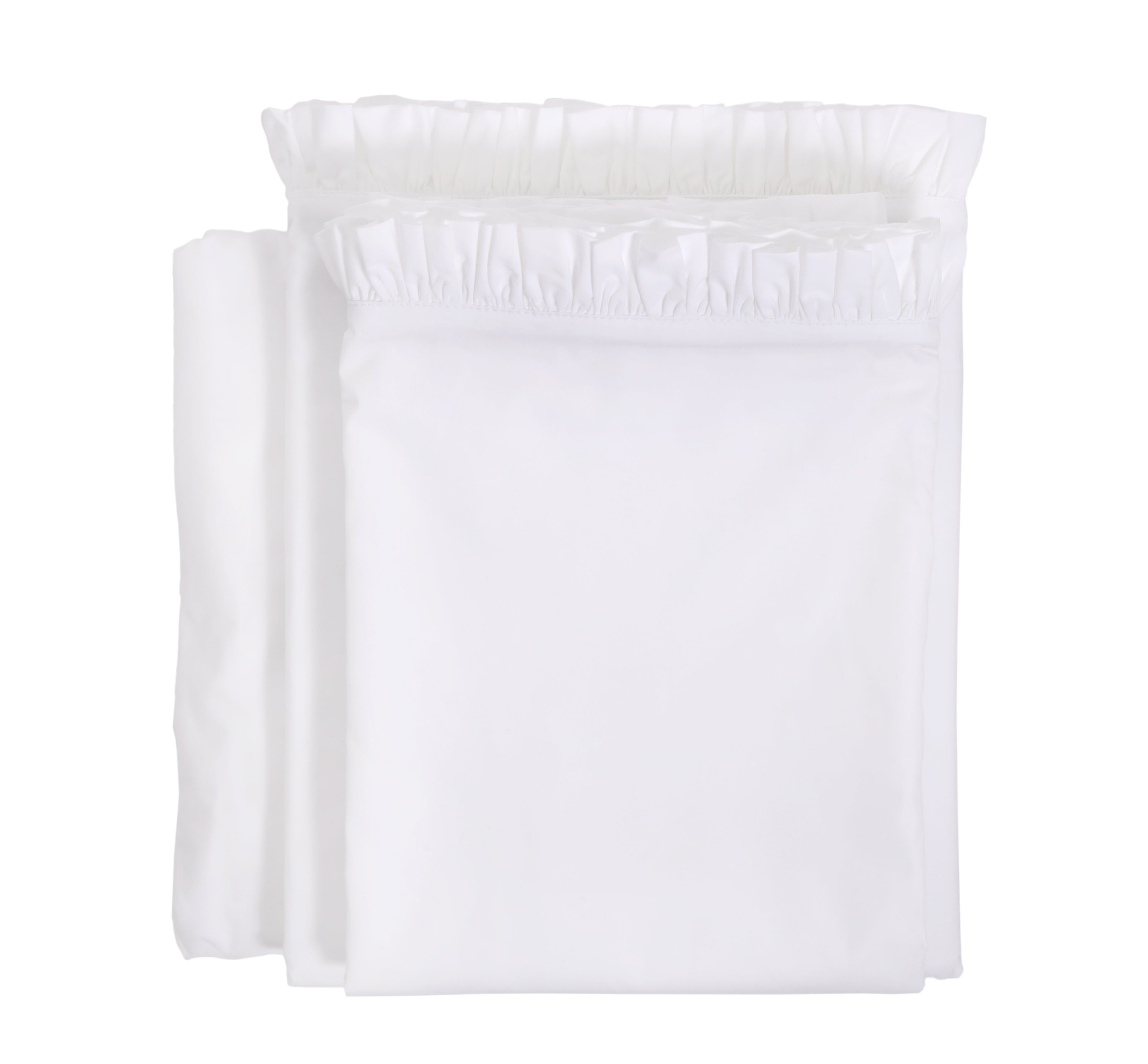 Audrey Ruffle Cotton Percale Sheet Set - White