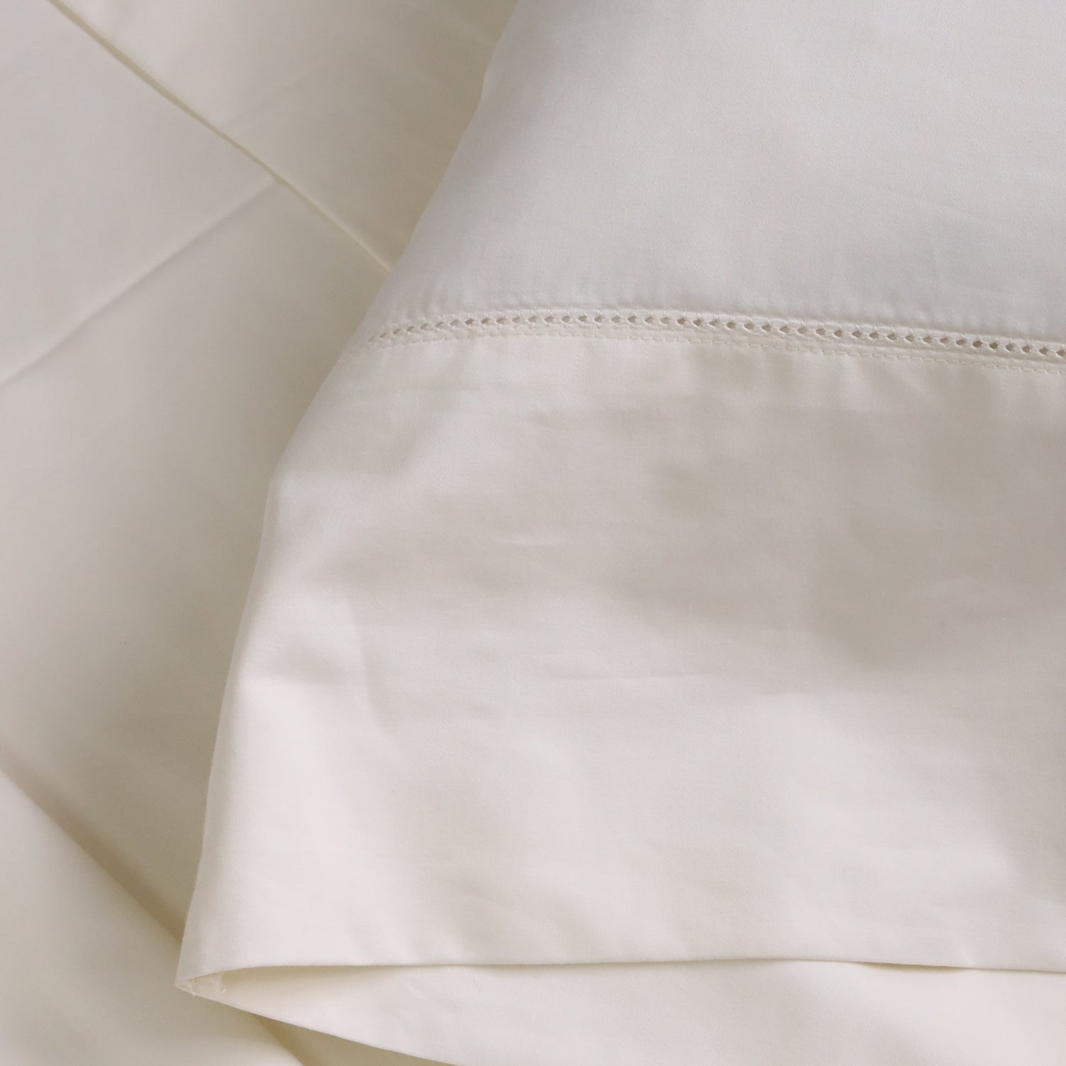 Classico Hemstitch Cotton Sateen Sheet Set-Standard Pillowcase (Set Of 2)-Ivory-Pom Pom at Home