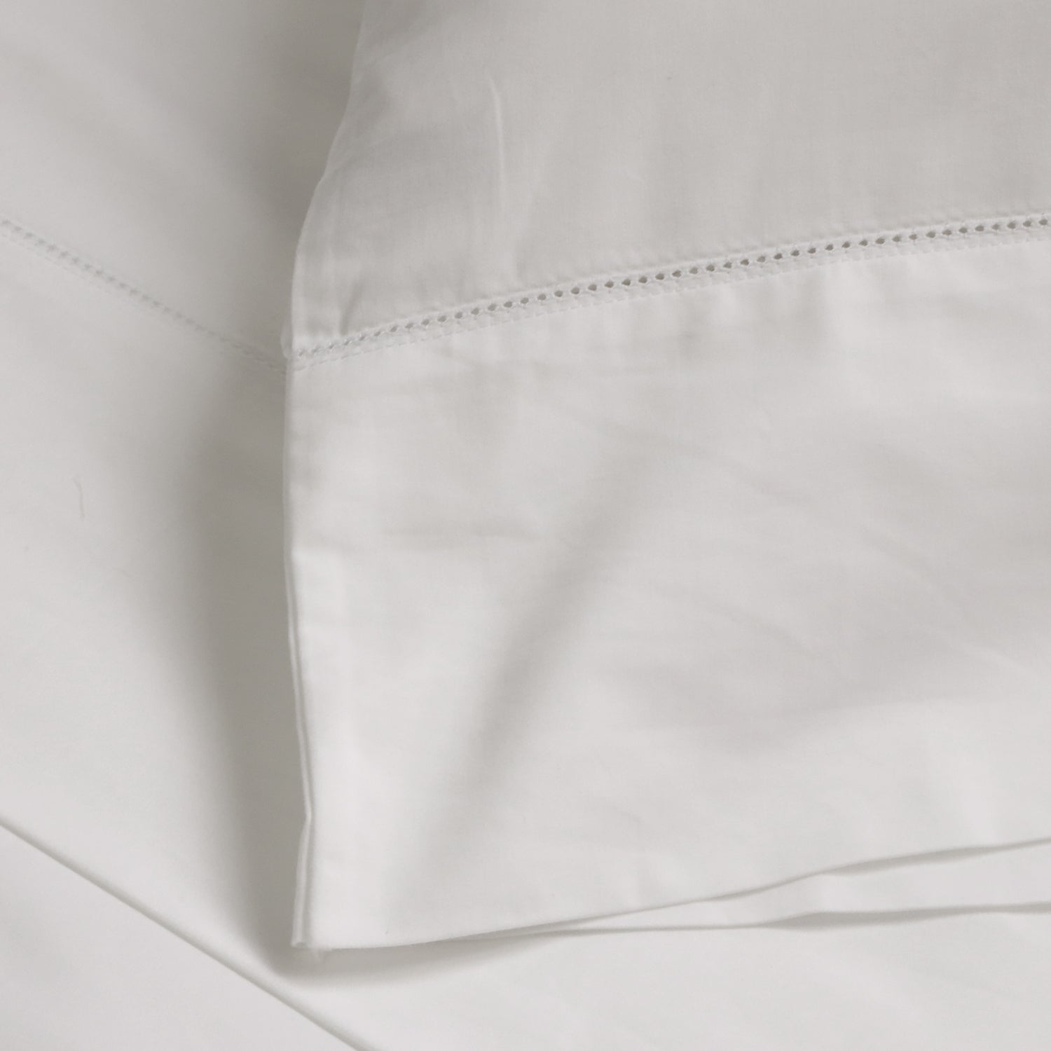 Classico Hemstitch Cotton Sateen Sheet Set-Standard Pillowcase (Set Of 2)-White-Pom Pom at Home