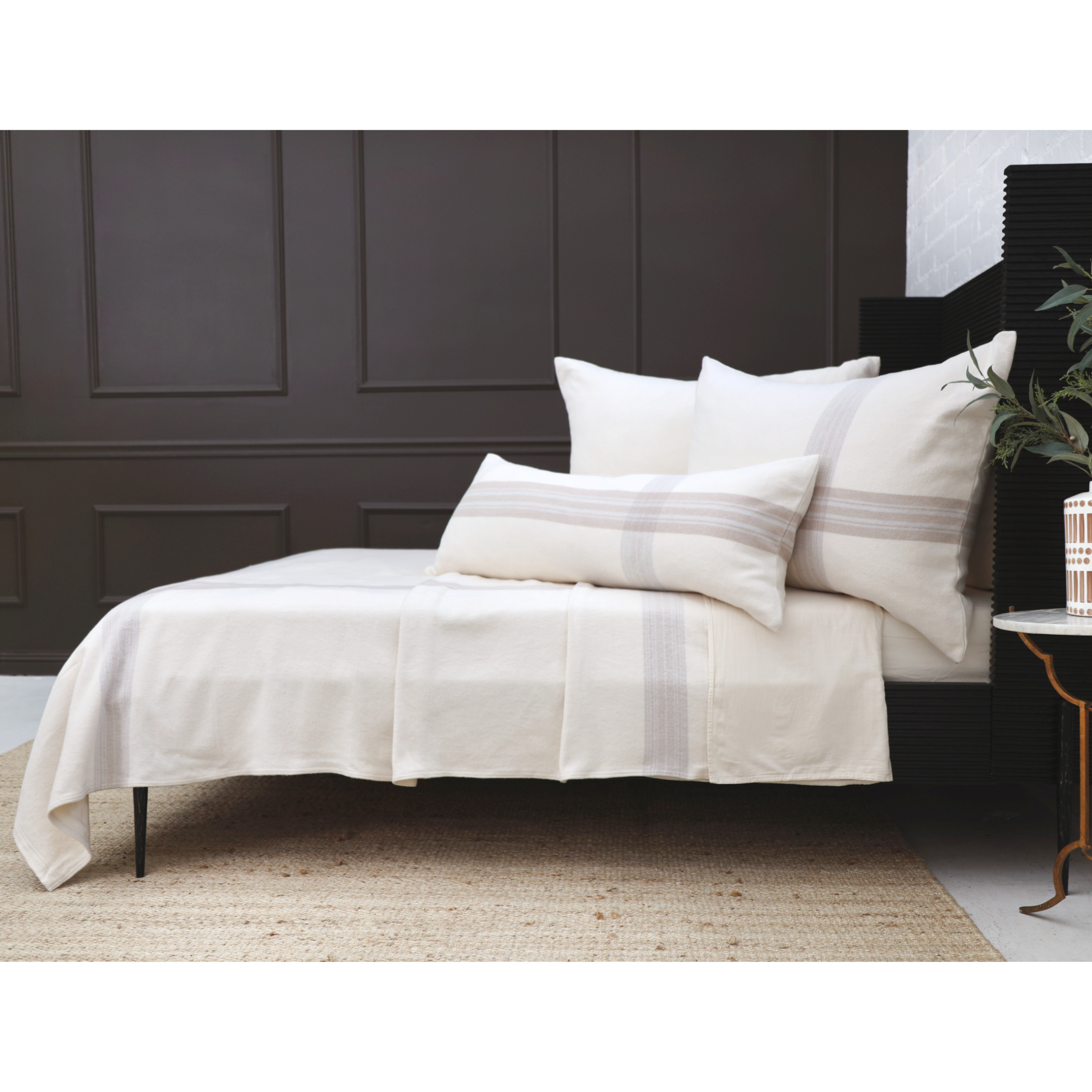 Geneva Blanket-Queen-Ivory/Taupe-Pom Pom at Home