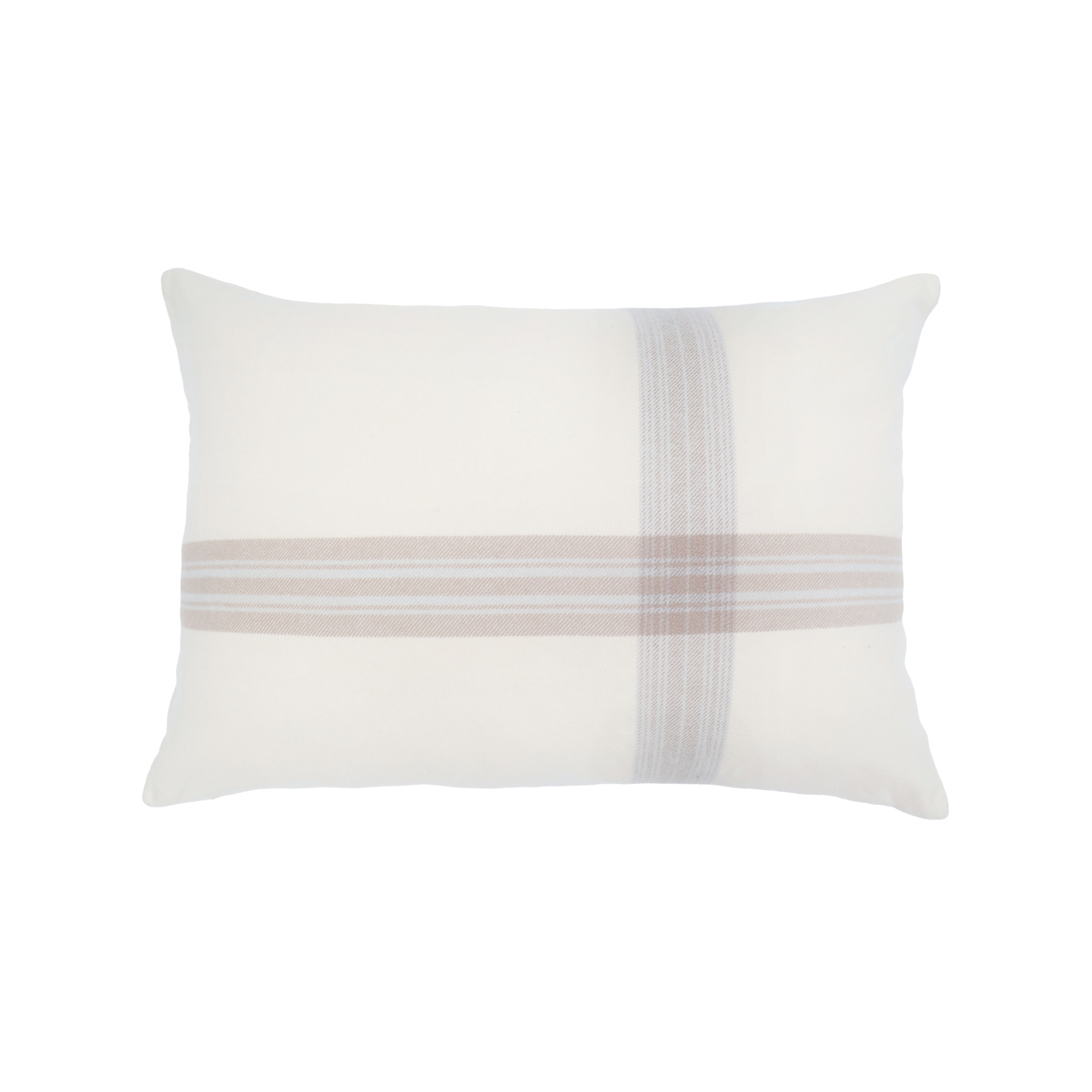 Geneva Blanket-28x36 Big Pillow With Insert-Ivory/Taupe-Pom Pom at Home