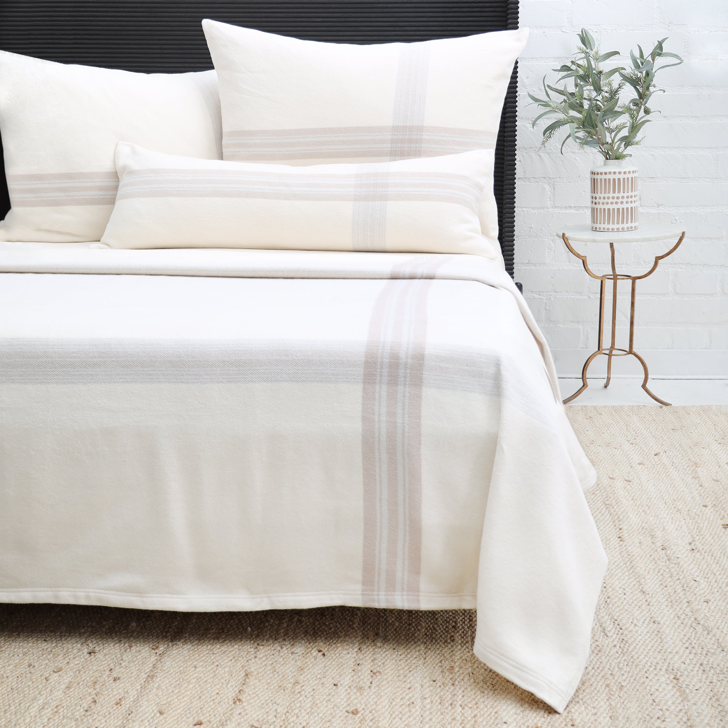 Geneva Throw-70" x 90" (Twin)-Ivory/Taupe-Pom Pom at Home