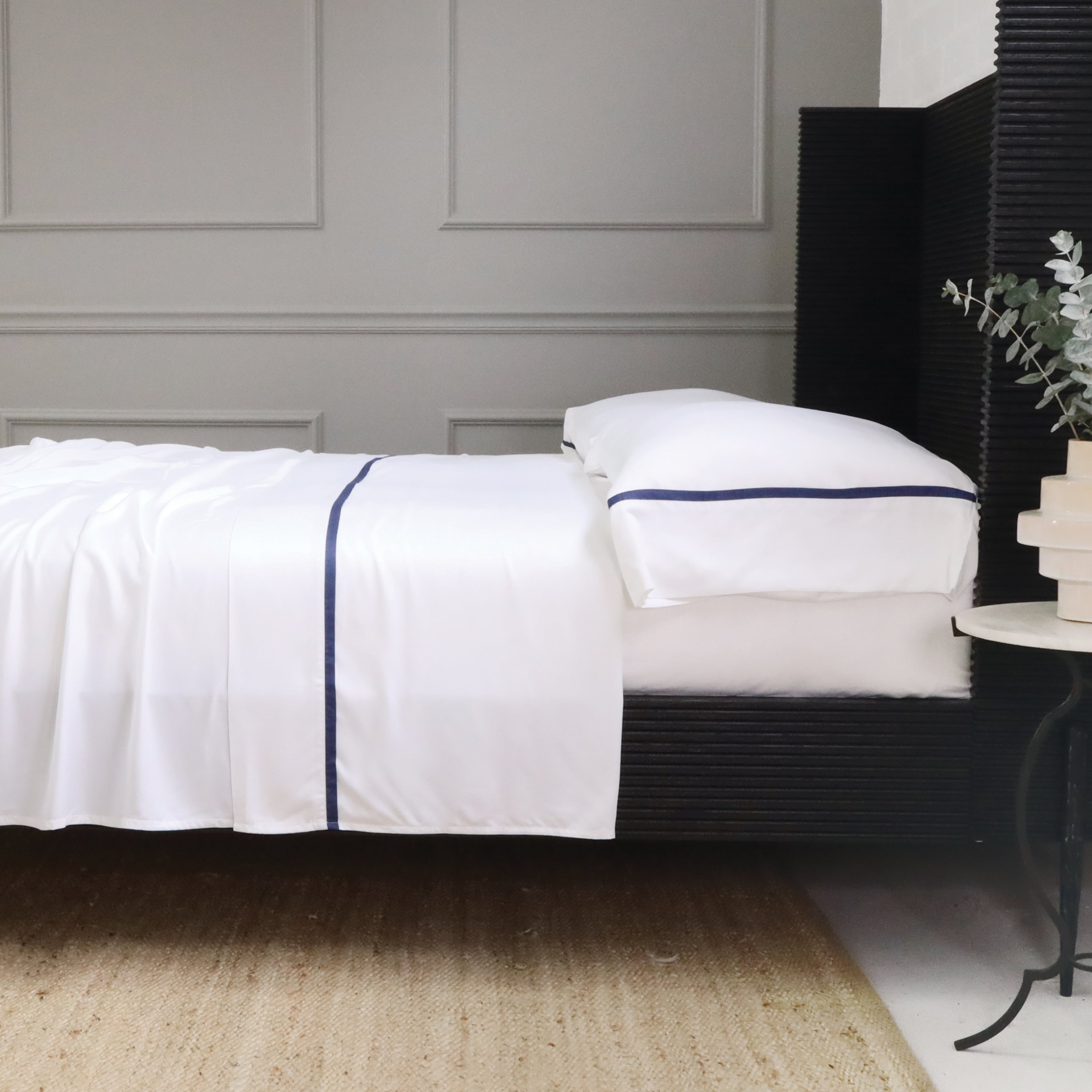 Langston Bamboo Sateen Sheet Set-Twin Sheet Set (Fitted‚ Flat + 1 Standard Pillowcase)-Navy-Pom Pom at Home