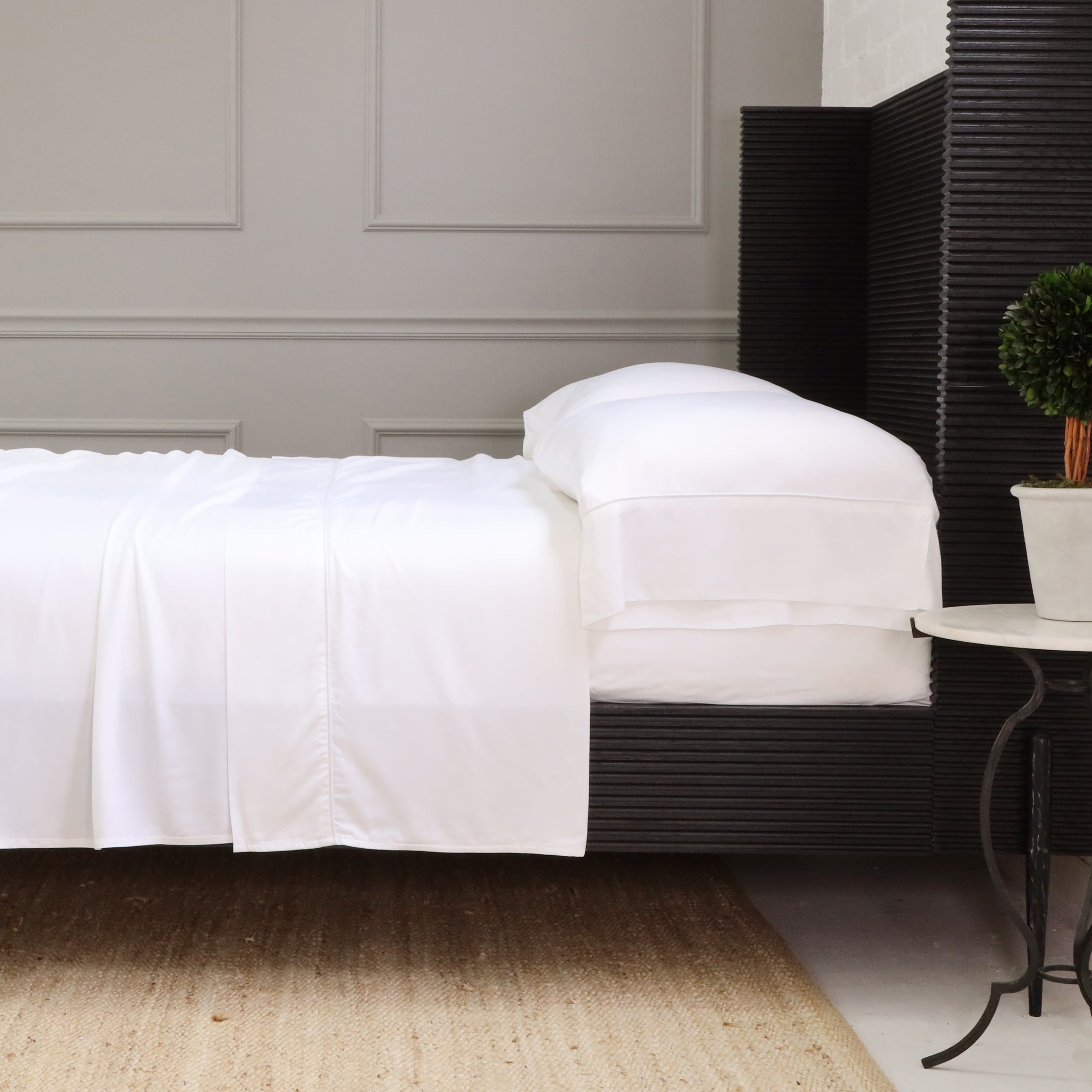 Sheena Bamboo Sateen Sheet Set-Twin Sheet Set (Fitted‚ Flat + 1 Standard Pillowcase)-White-Pom Pom at Home
