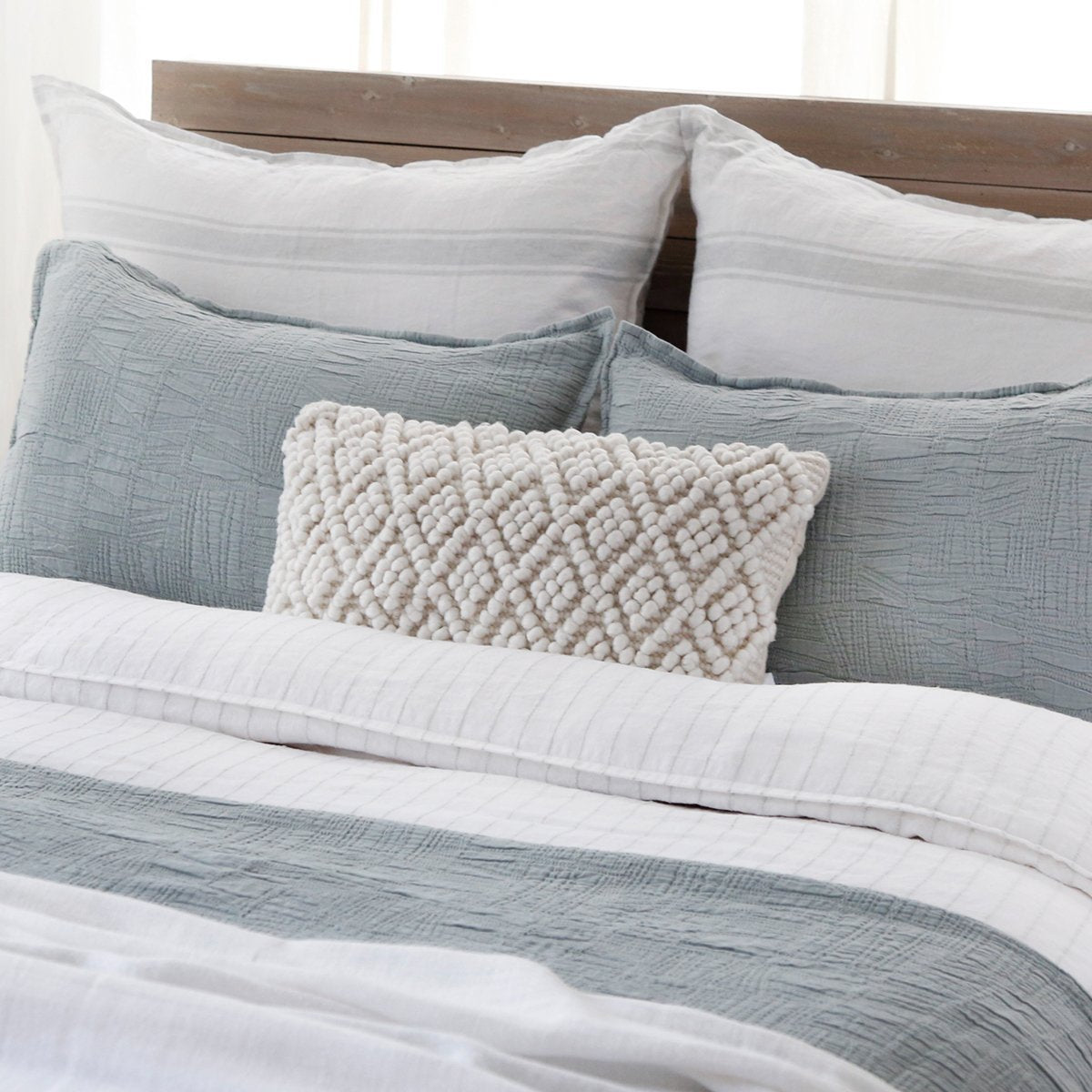 Coco Hand Woven Pillow With Insert-14x24 Pillow With Insert-Ivory-Pom Pom at Home