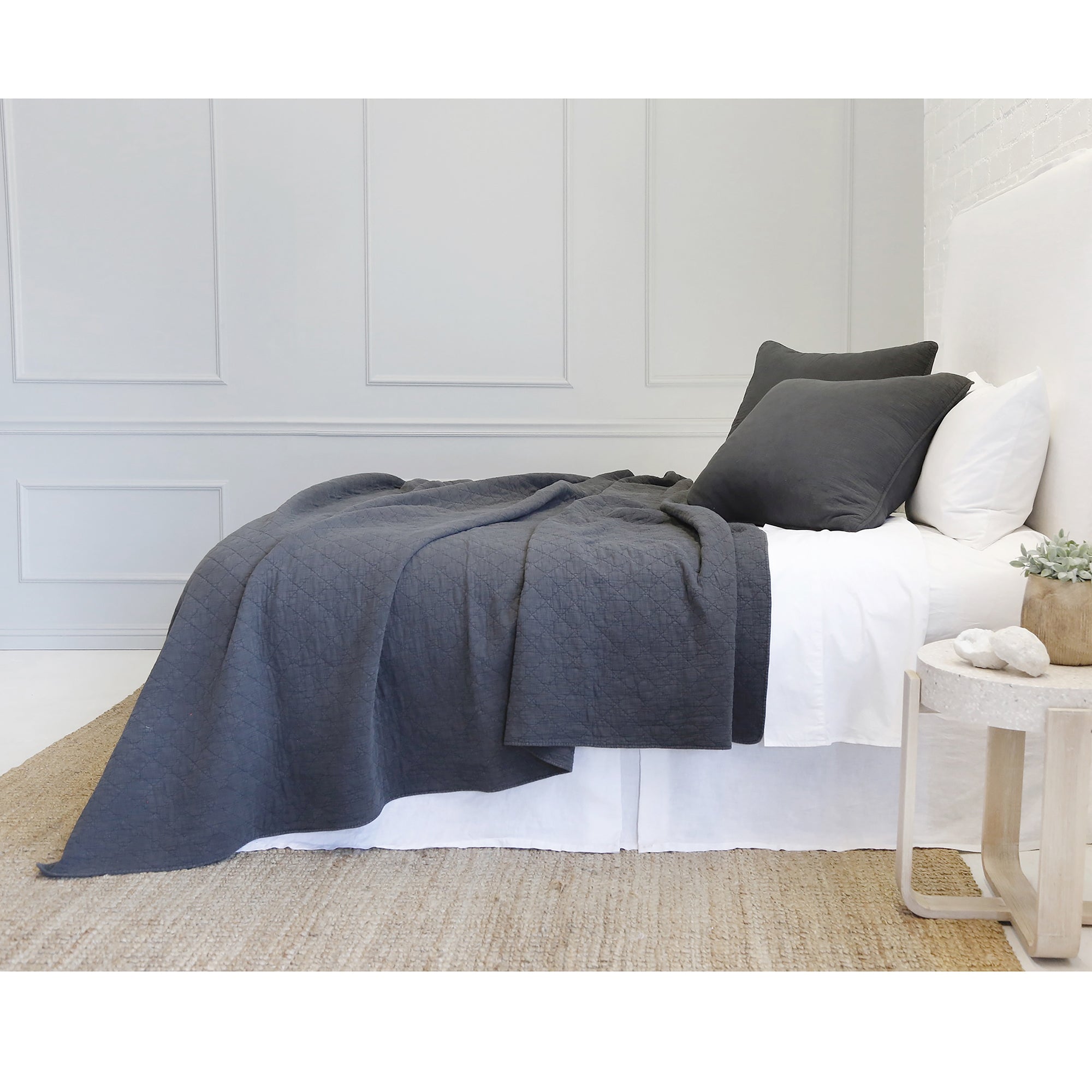 huntington - midnight color - coverlet - pom pom at home