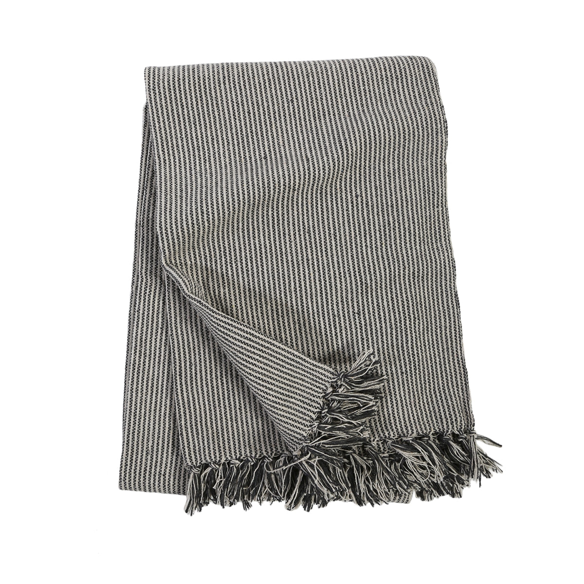 James Oversized Throw-60" x 90" Throw-Ivory/Charcoal-Pom Pom at Home