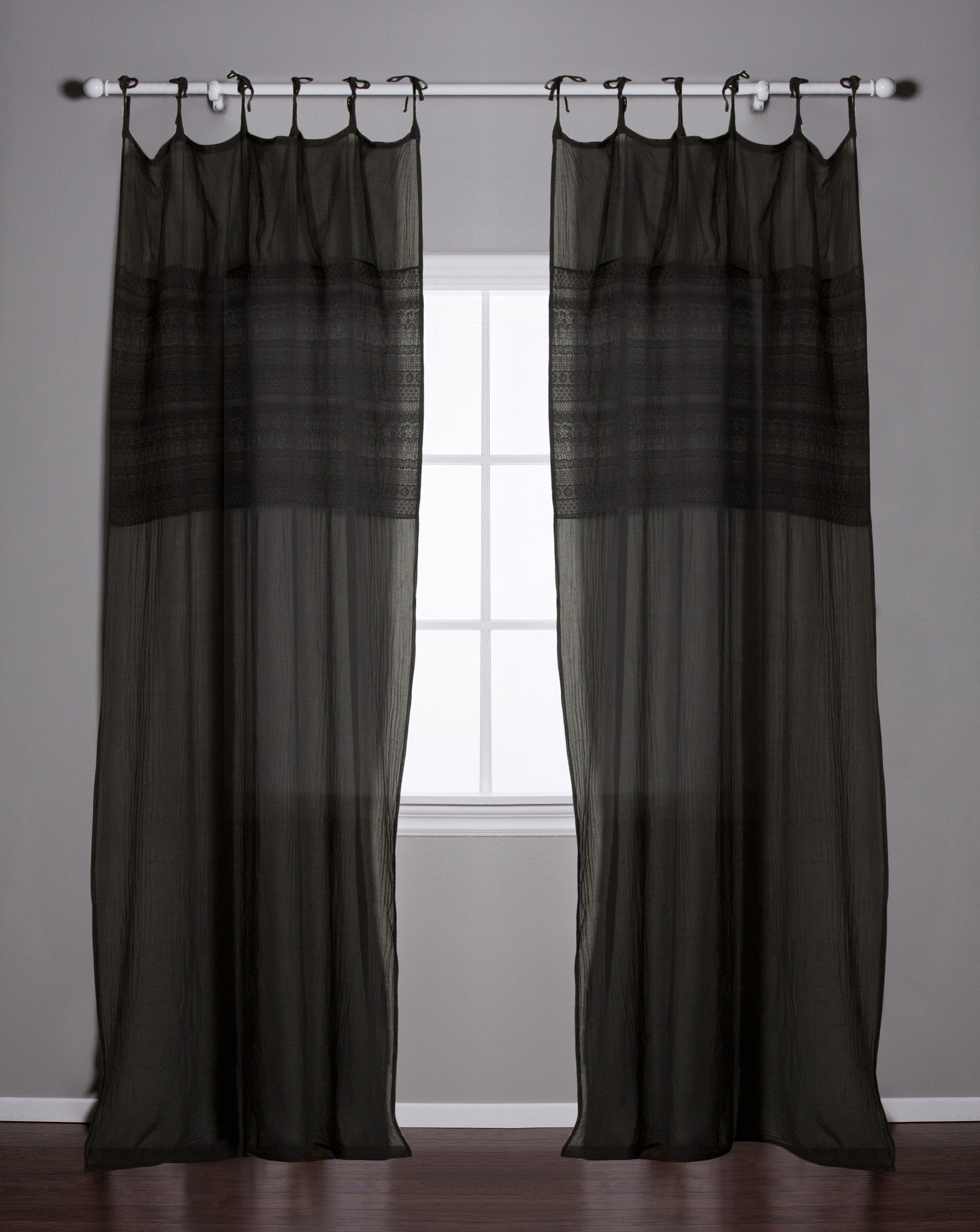 Black pom pom curtains discount