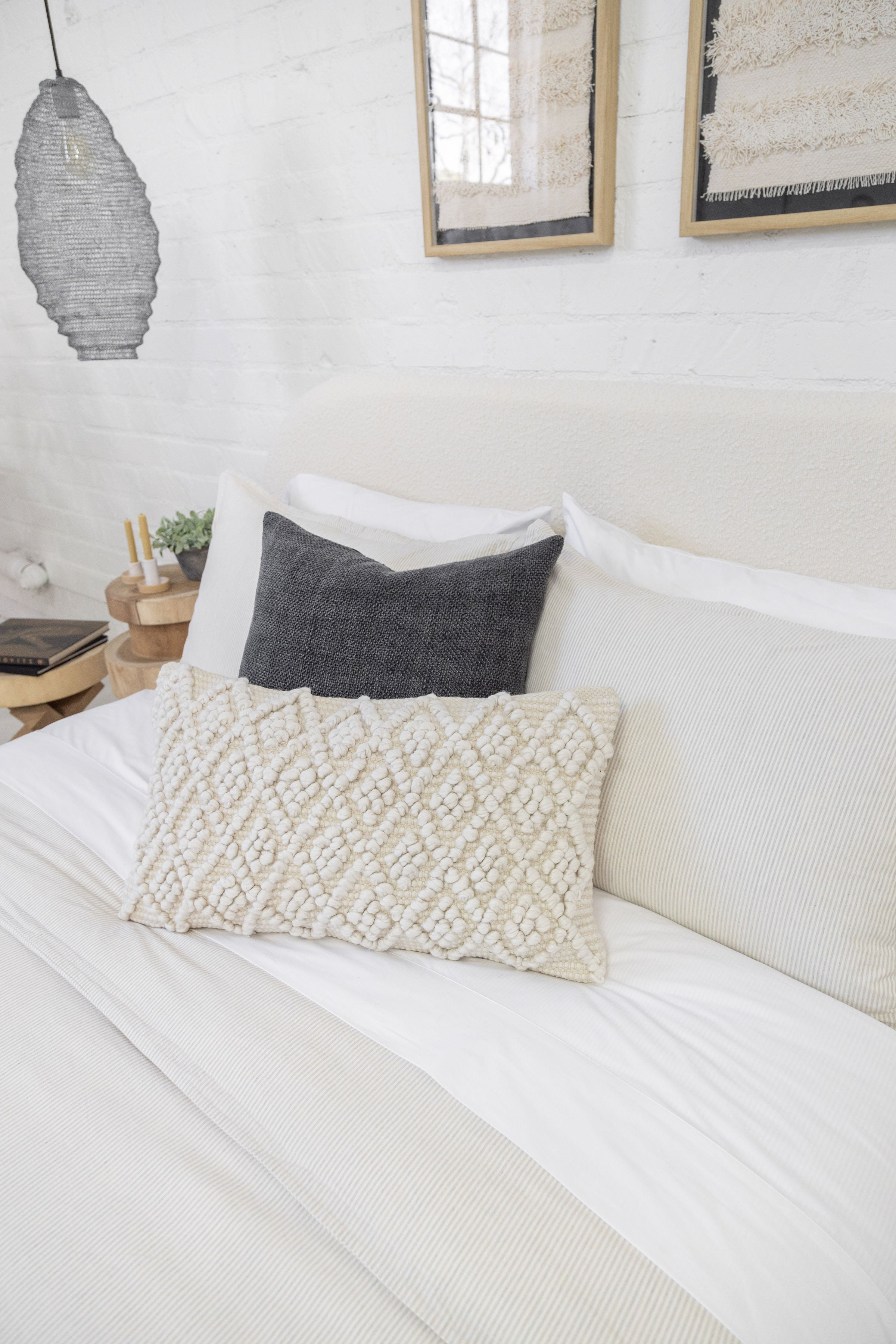 Coco Hand Woven Pillow With Insert-14x24 Pillow With Insert-Ivory-Pom Pom at Home