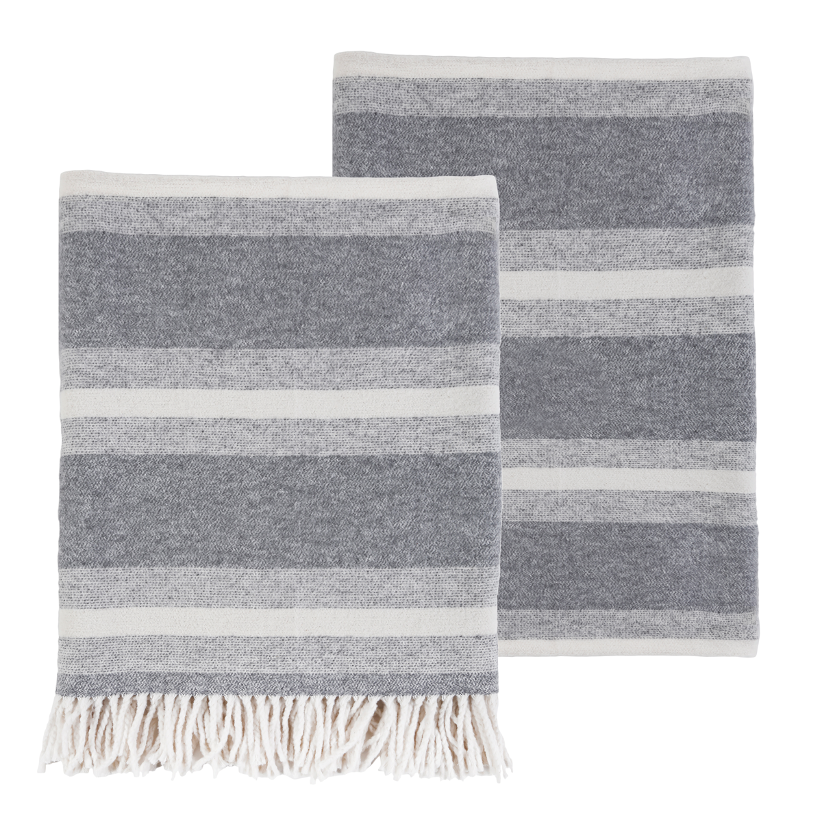 ALPINE THROWS - GREY/IVORY Pompom At Home