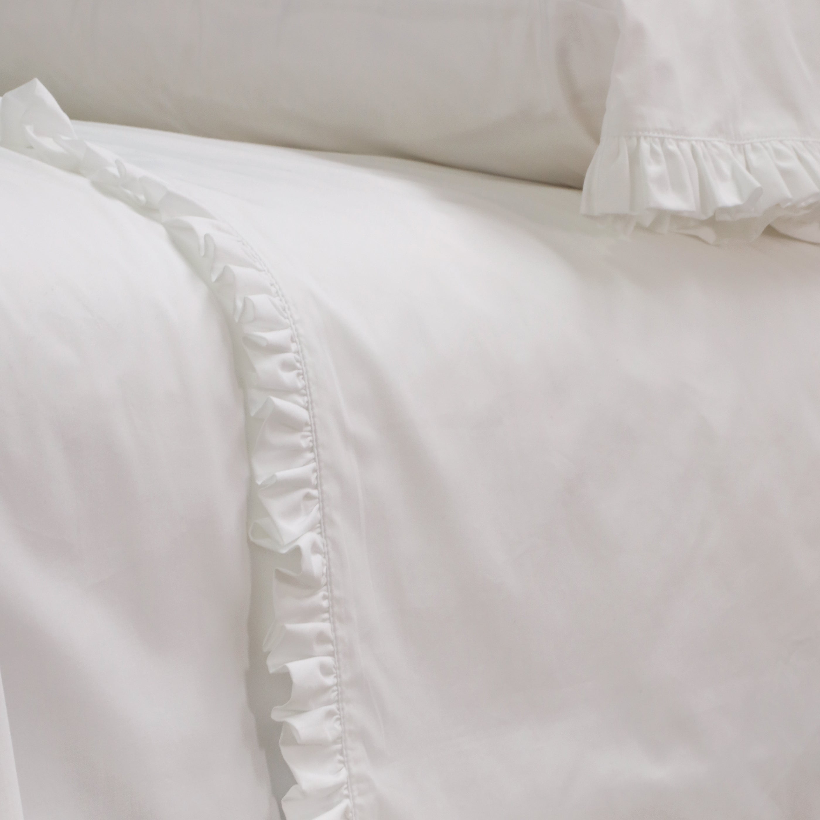 PPAH Audrey Ruffle Cotton Percale Sheet Set - White