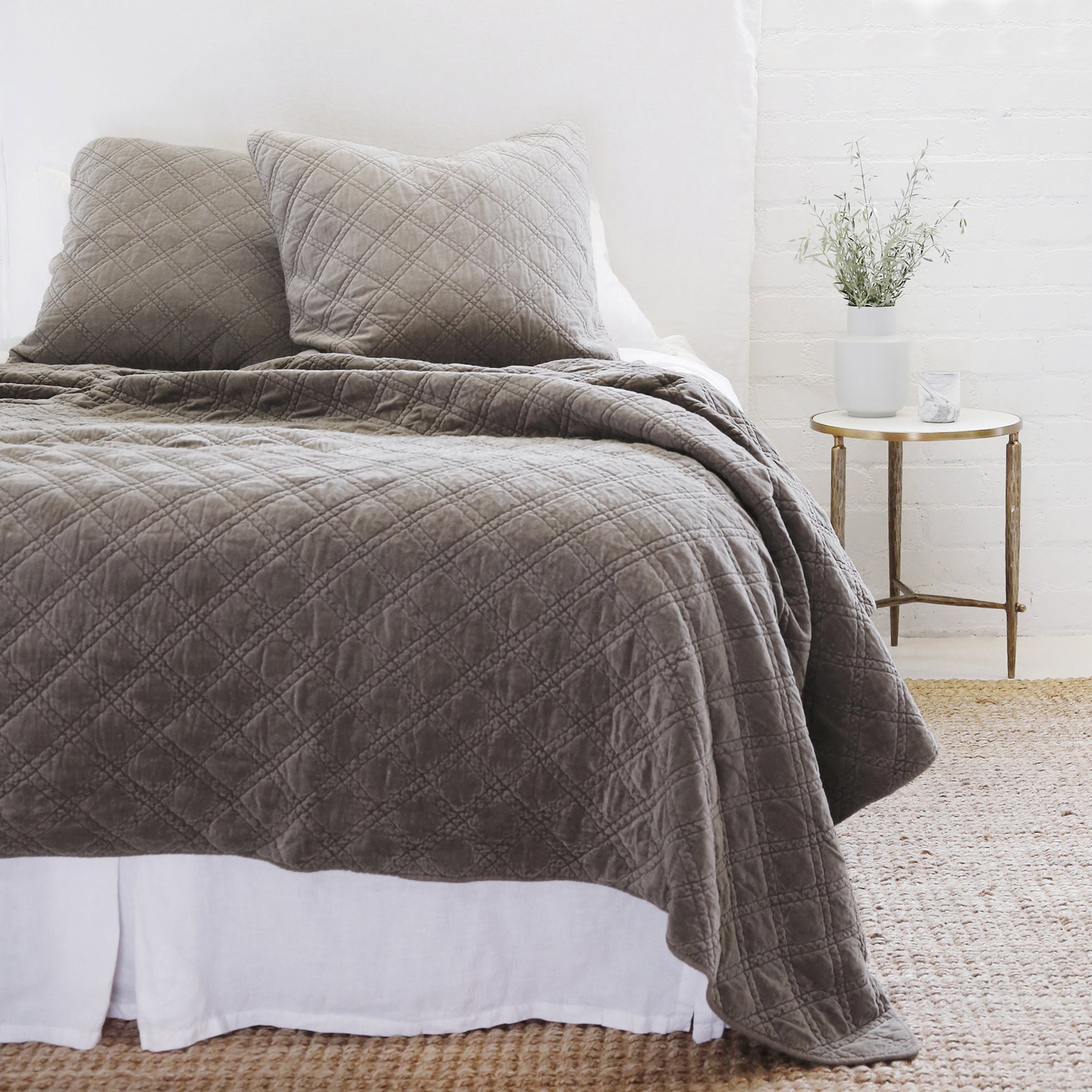 brussels - pewter color - coverlet - pom pom at home