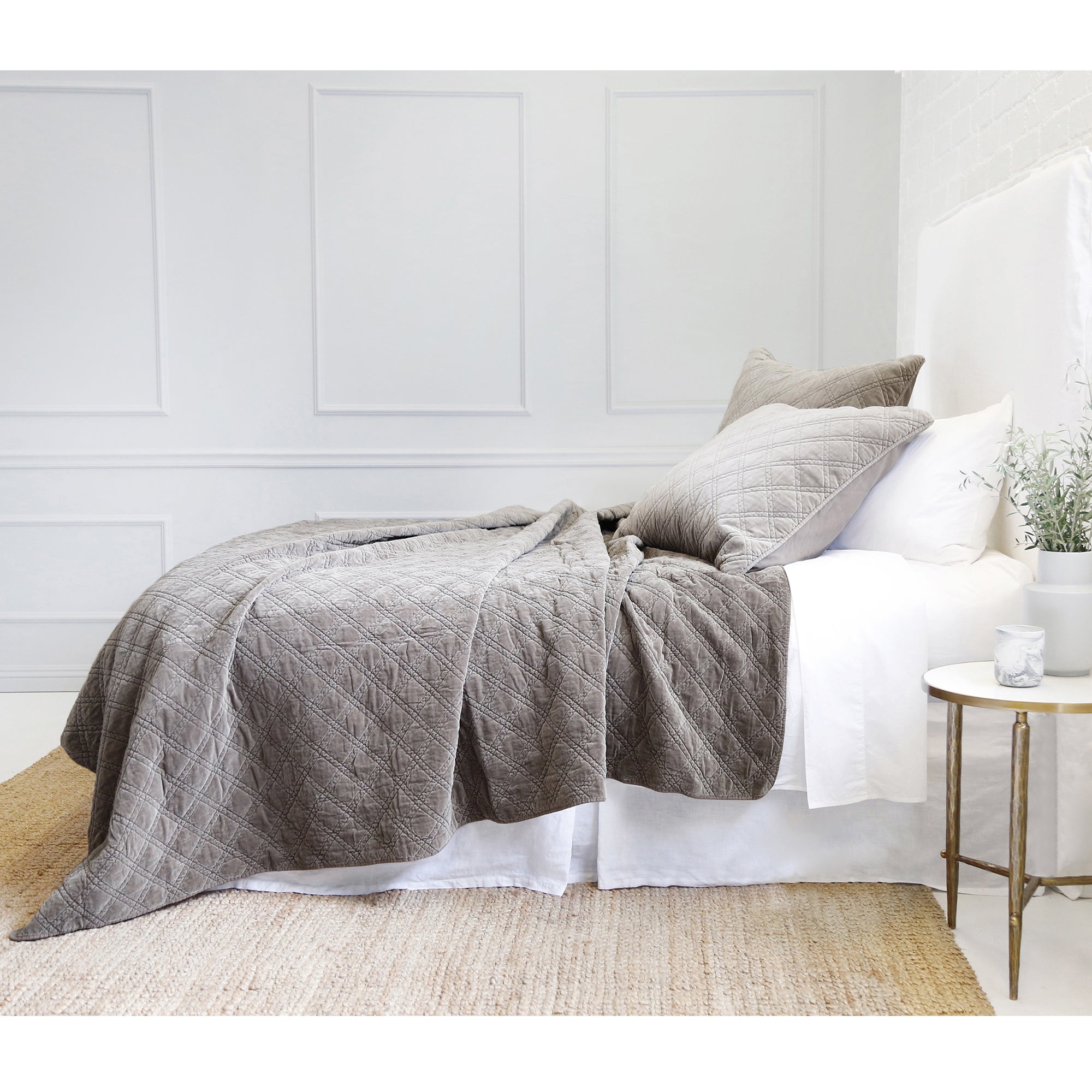 brussels - pewter color - coverlet - pom pom at home