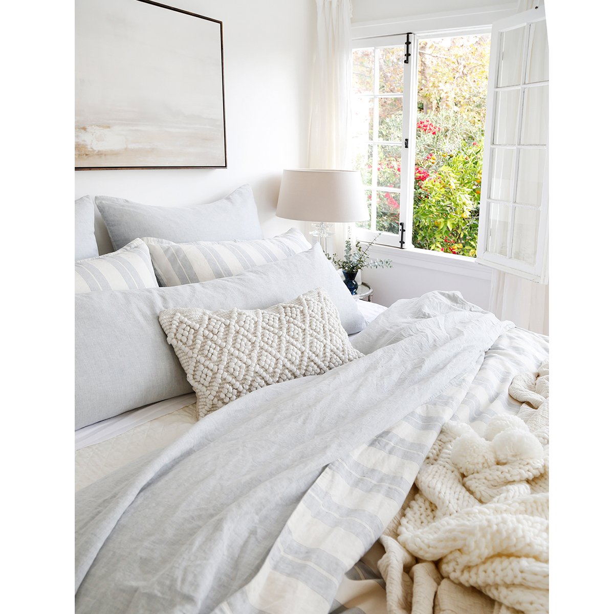 Coco Hand Woven Pillow With Insert-14x24 Pillow With Insert-Ivory-Pom Pom at Home
