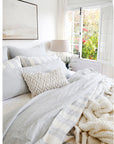 carter - ivory/denim color - duvet set - pom pom at home