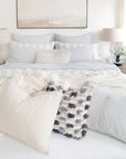 carter - ivory/denim color - duvet set - pom pom at home