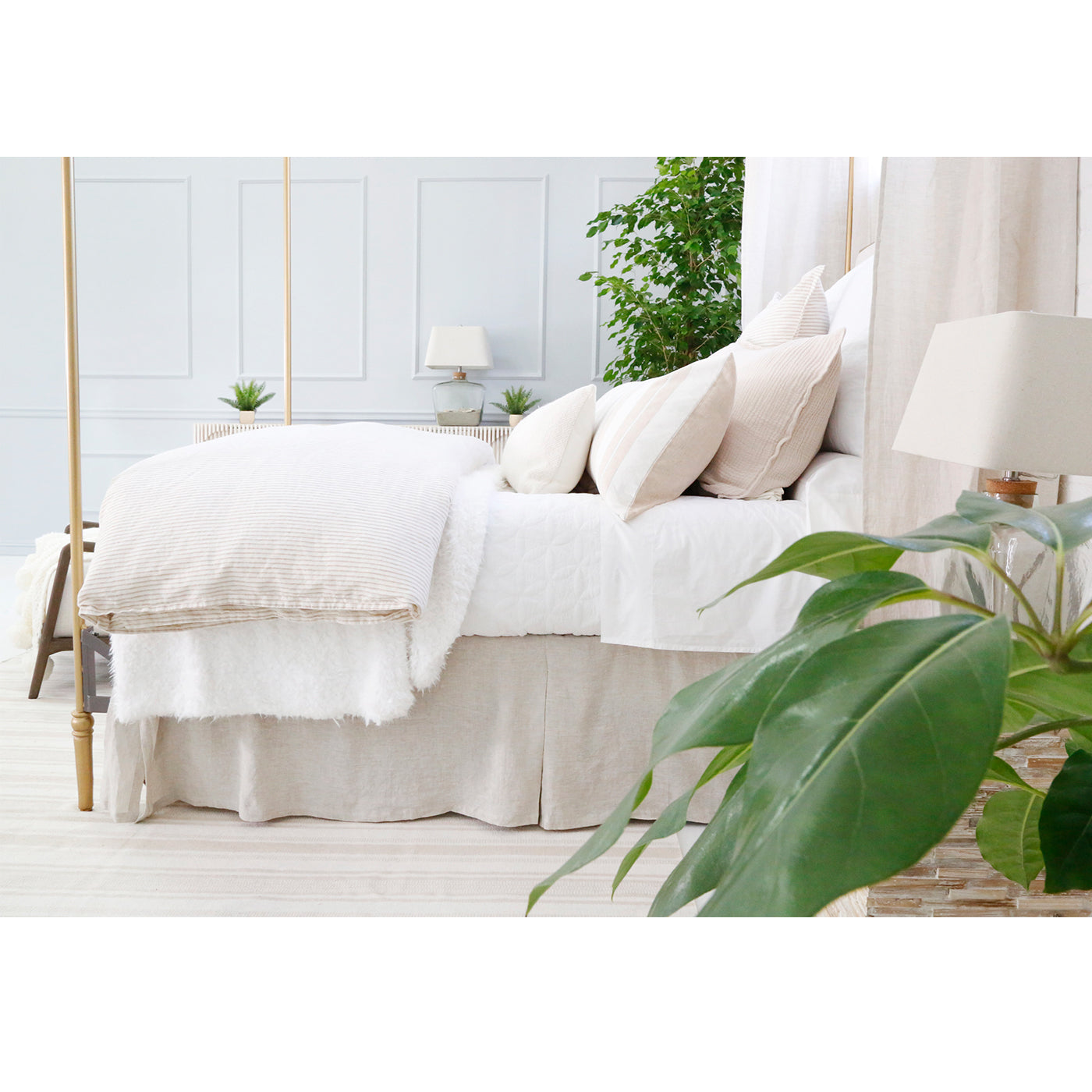 Pleated Linen Bedskirt--Pom Pom at Home