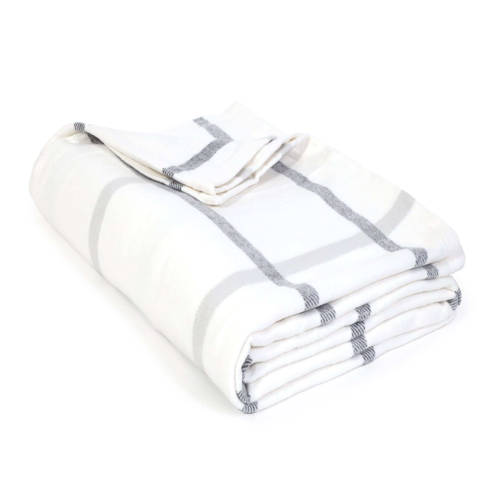Copenhagen Throw-70&quot; x 90&quot; (Twin)-White/Grey-Pom Pom at Home