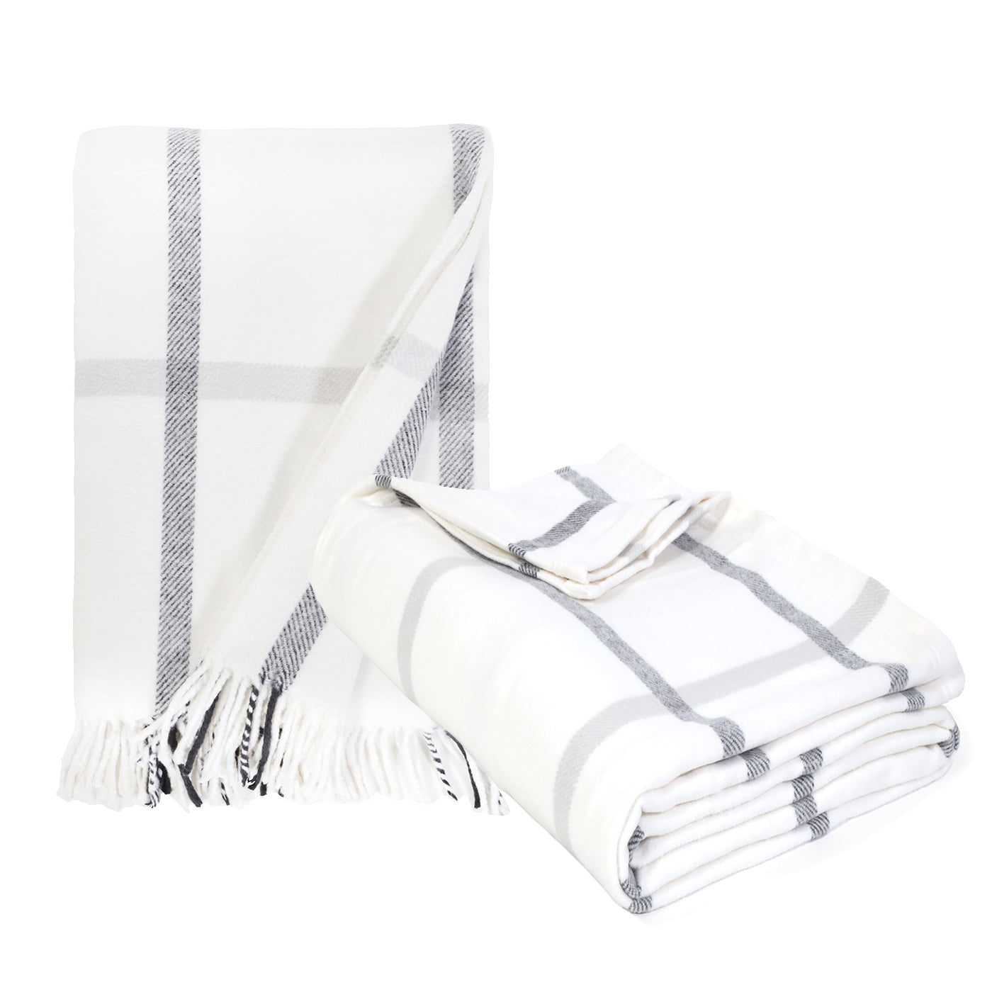 Copenhagen Throw-50&quot; x 70&quot; Throw-White/Grey-Pom Pom at Home