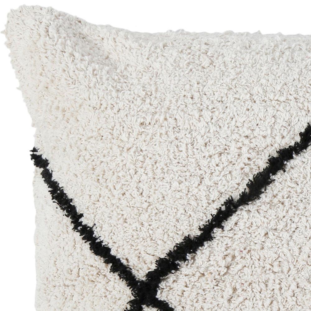 FREDDIE HAND WOVEN BIG PILLOW 28&quot; X 36&quot; WITH INSERT - Ivory/Charcoal-Pom Pom at Home