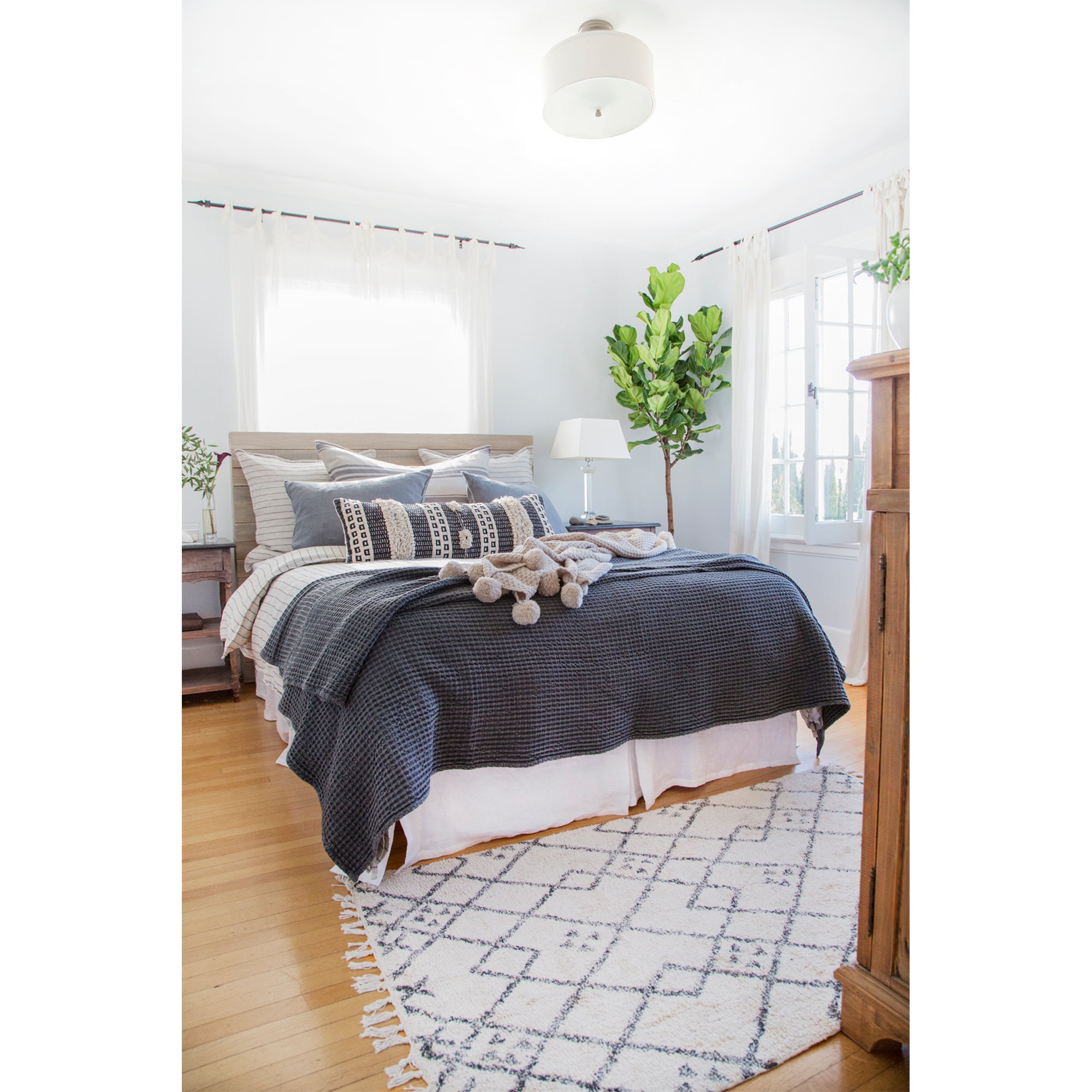 Pleated Linen Bedskirt--Pom Pom at Home