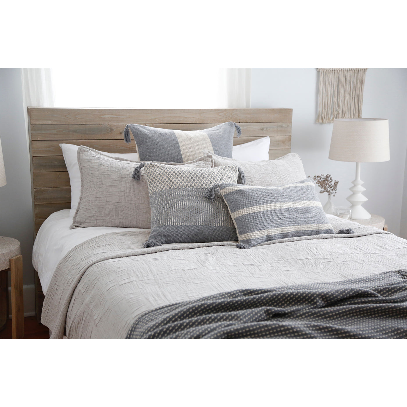 harbour matelasse collection - taupe color - coverlet - pom pom at home