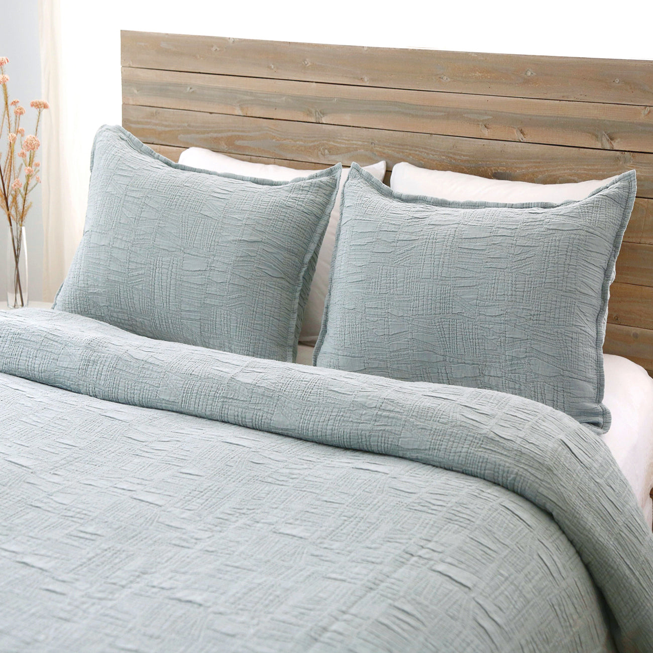harbour matelasse collection - sea glass color - coverlet - pom pom at home