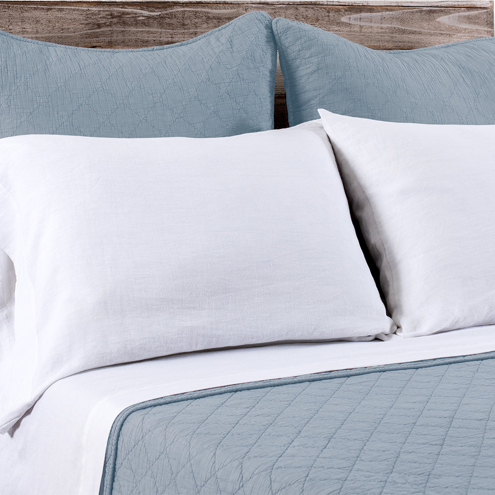 huntington - dusty blue color - coverlet - pom pom at home