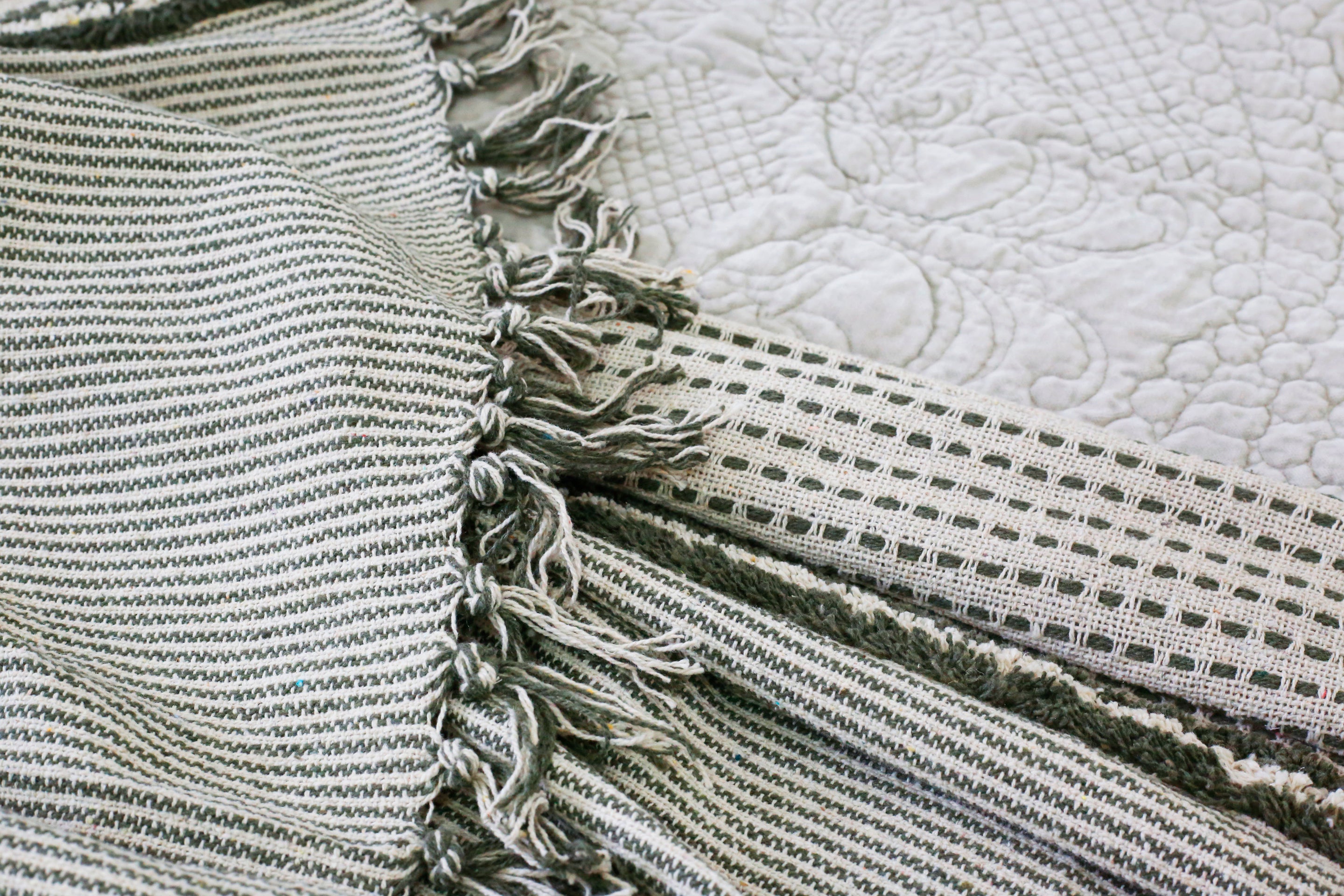 Jagger Oversized Throw-60" x 90" Throw-Ivory/Moss-Pom Pom at Home