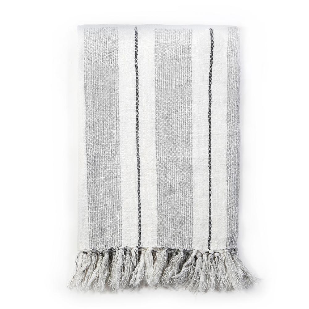 Laguna Throw-50&quot; x 70&quot; Throw-Grey/Charcoal-Pom Pom at Home