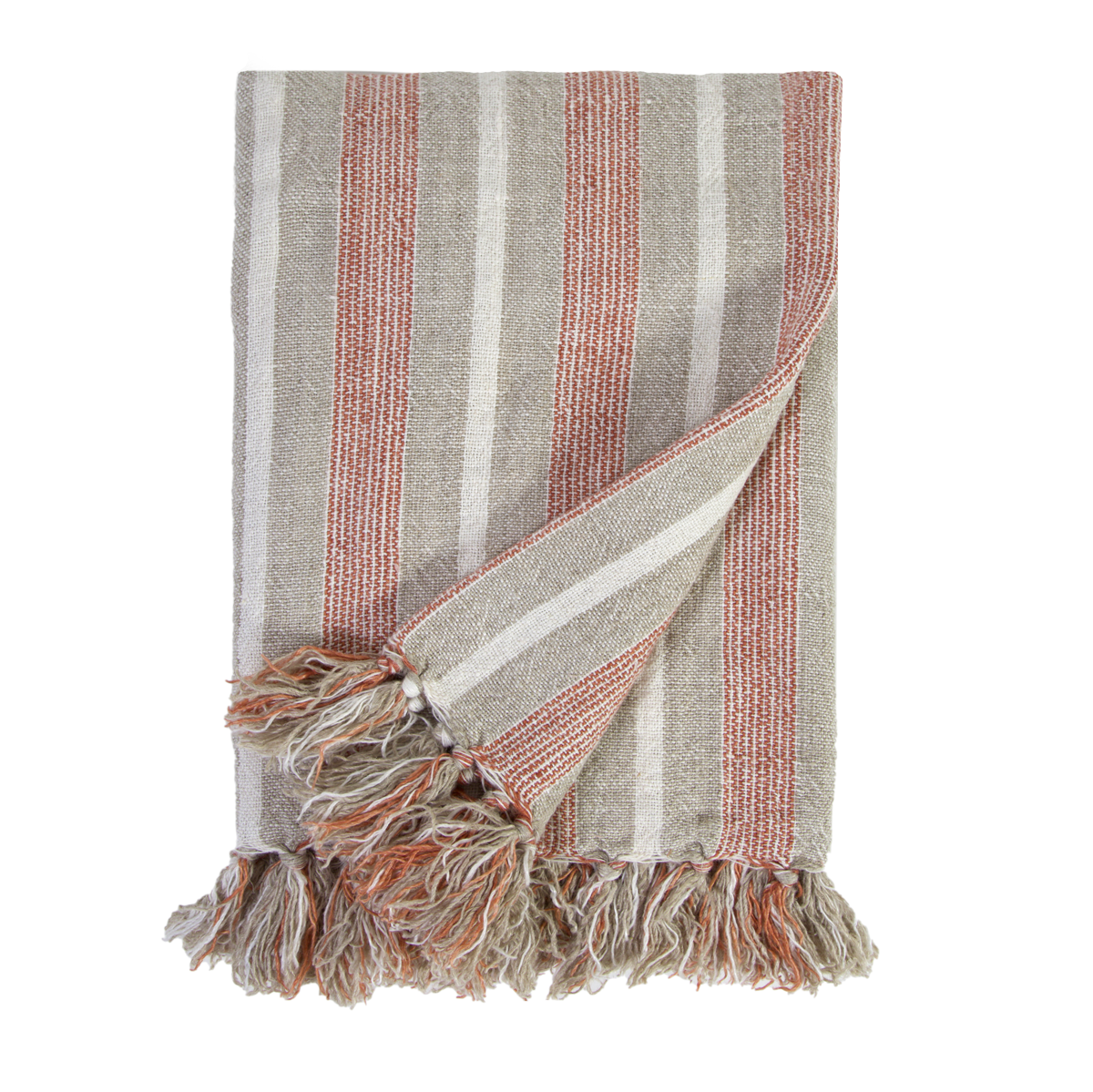 Montecito Oversized Throw-60" x 90" Throw-Terra Cotta/Natural-Pom Pom at Home