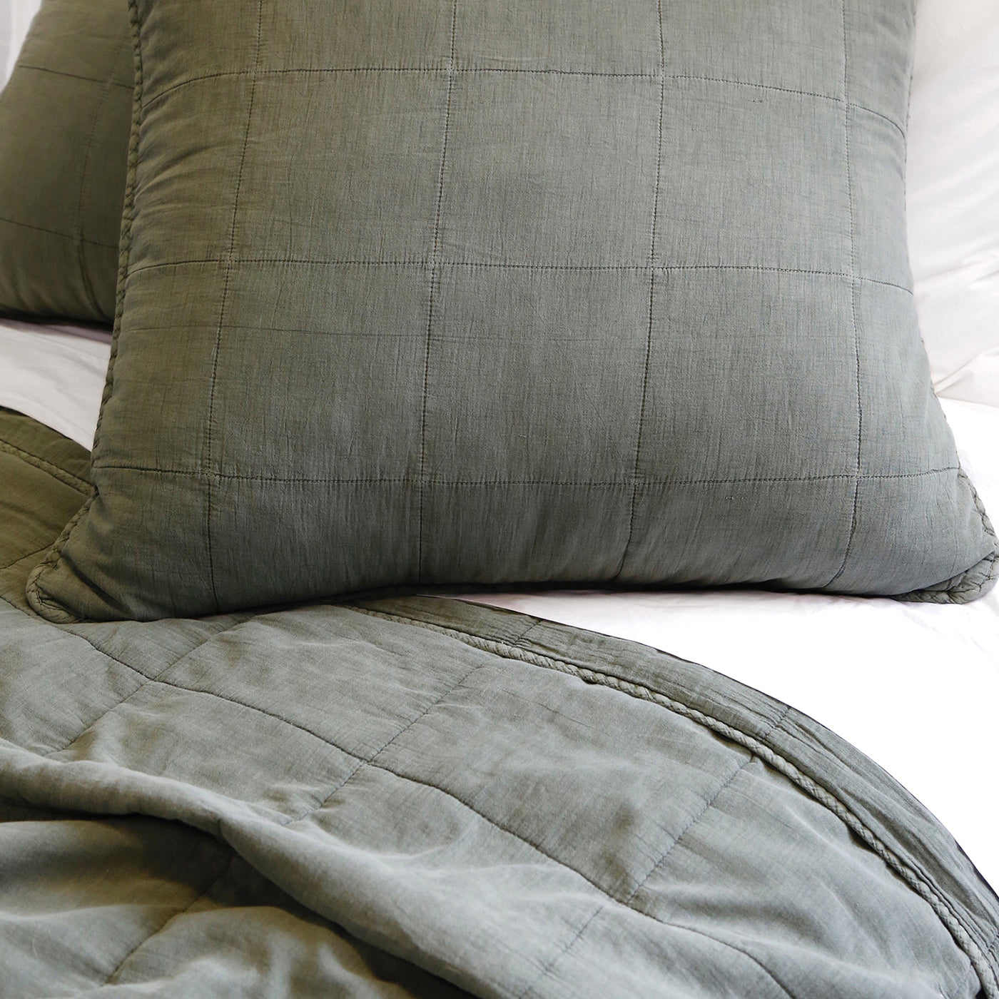 Antwerp Coverlet-28x28 Large Euro-Moss-Pom Pom at Home