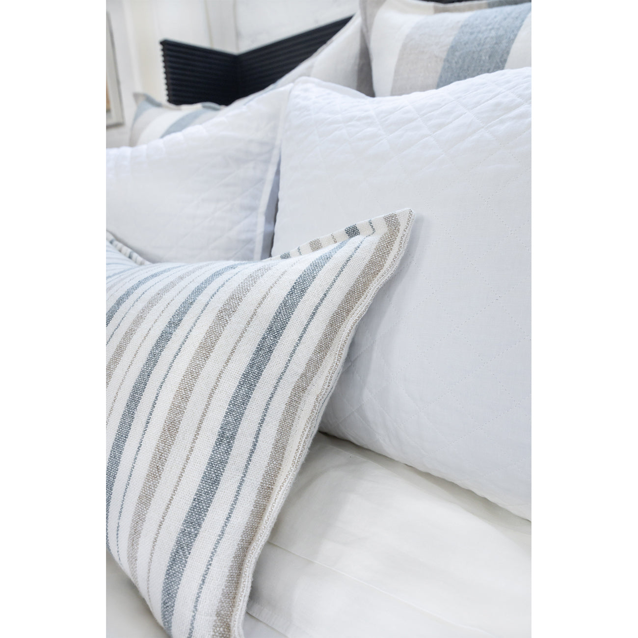 Naples Pillow 20"X 20" With Insert-20x20 Pillow With Insert-Ocean/Natural-Pom Pom at Home