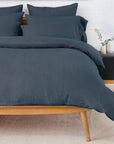 parker linen duvet cover set - navy color - pom pom at home