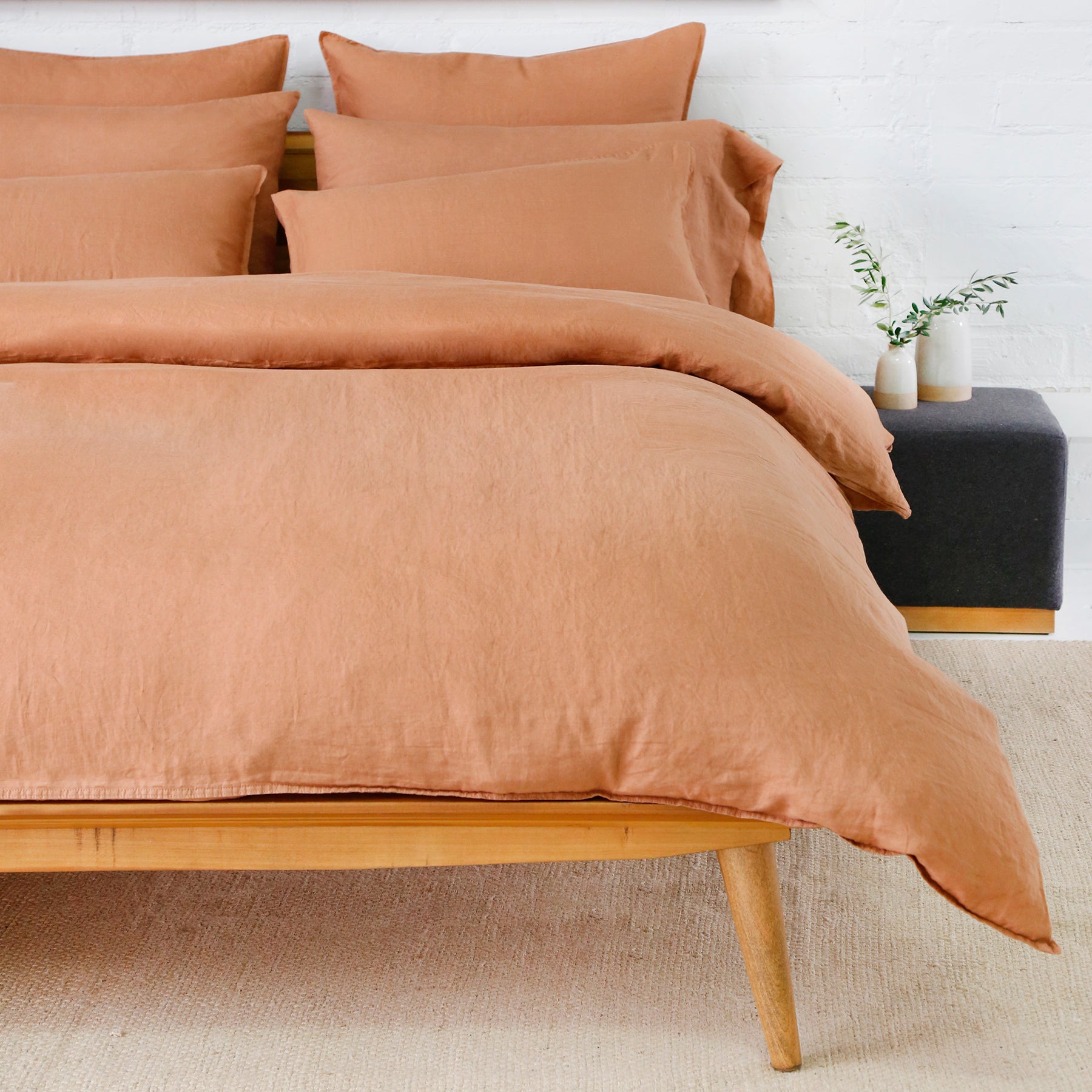 parker linen duvet cover set - terra cotta color - pom pom at home